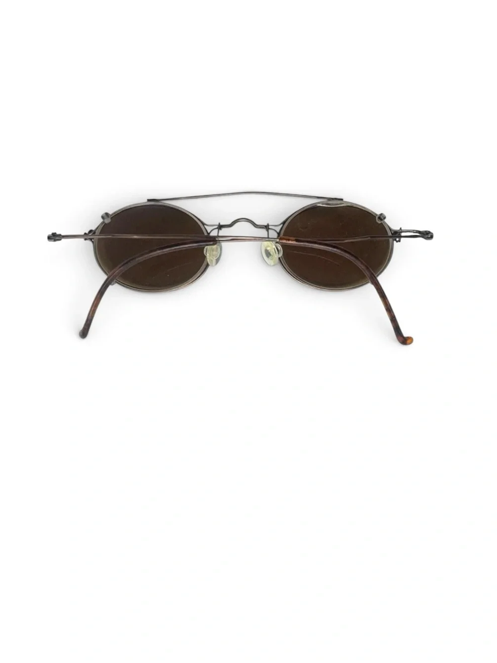 Vintage Oval Sunglasses Brown Tint Wire Metal Frame 44-25-125 Unisex